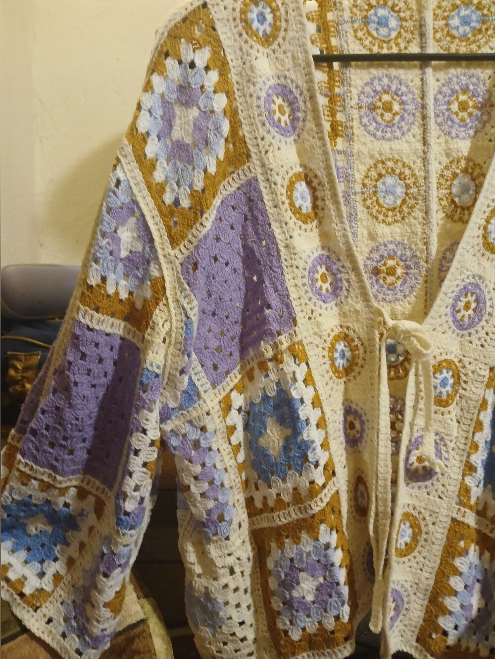 Crochet Patchwork Open Cardigan One Size - Picture 2 of 7